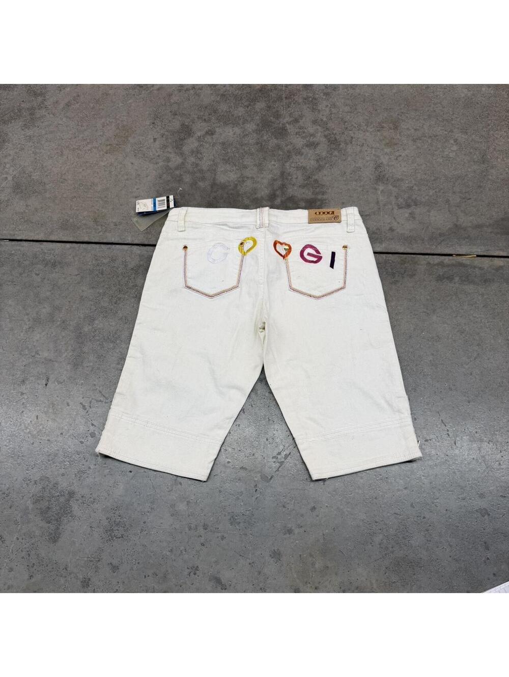 vintage coogi white spell out denim jean shorts jorts size 10 WOMENS